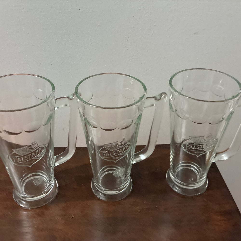 3 Flagstaff clear glass beer mug